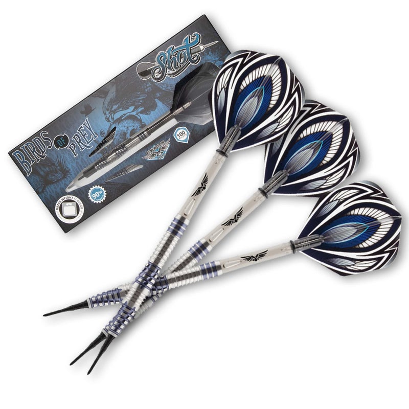 Shot! Darts Soft Tip, Birds of Prey Falcon (19g), 90% Tungsten Barrel, Front Weighted Handcrafted Professional Dart Set | Professional Soft Tip Darts for Electronic Dartboard | Made in New Zealand - Image 1